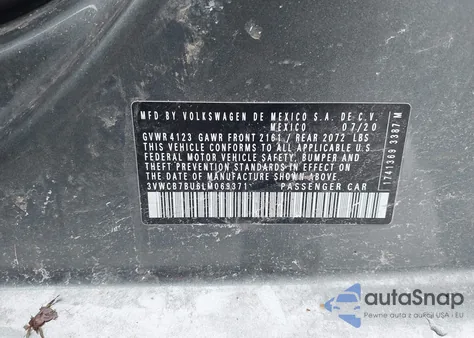 2020 Volkswagen Jetta 1.4T R-Line/1.4T S/1.4T Se z USA, uszkodzony, nr VIN 3VWCB7BU6LM069371